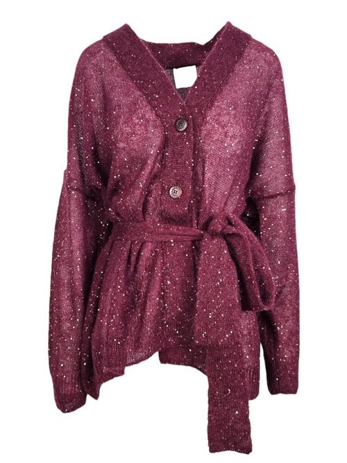 cardigan donna paillettes bordeaux ( Nude ) | 1101W2558111